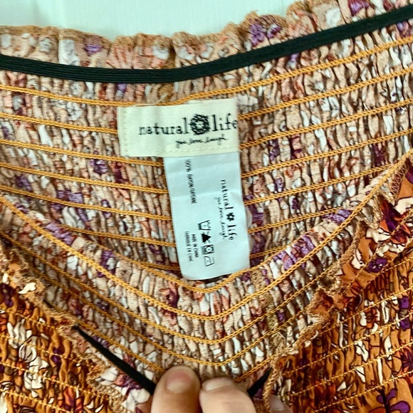 Natural Life Wide Leg Pants - Orange and Purple Floral size Large - Picture 3 of 4